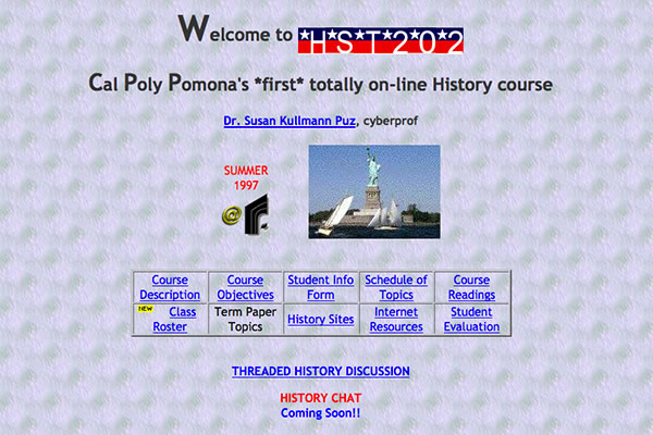 Partial homepage, History 202 homepage, July 6, 1997